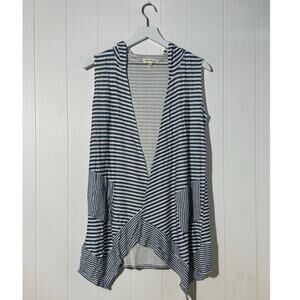 Faith & Joy Hooded Cardigan Open Ultra Soft Sleeveless Stripes Size Medium